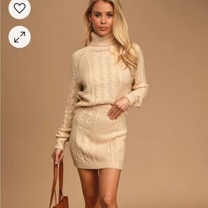 In the Cards Beige Cable Knit Two-Piece Sweater Dress